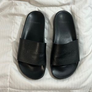 Vetements Black Leather Slides
